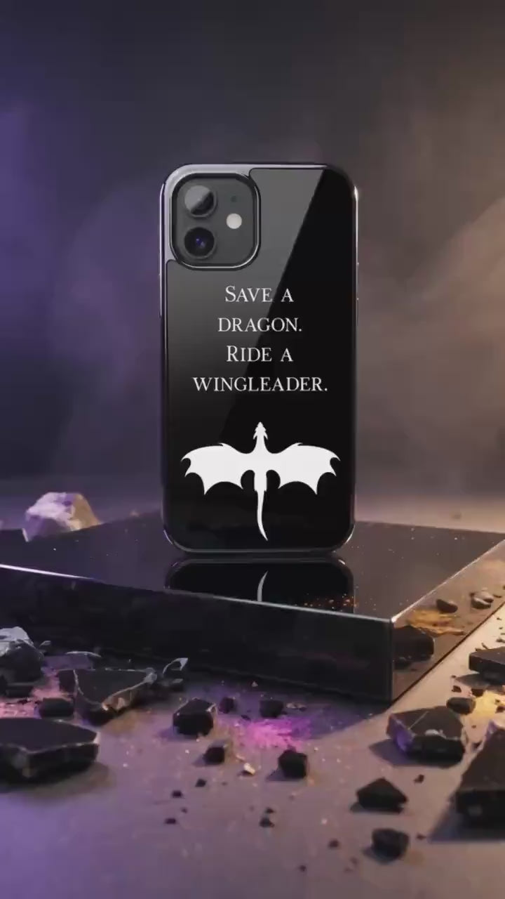 Fourth Wing Inspired Phone Case, 'Save a dragon, ride a wingleader, Romantasy Booktok Dual-layer Case for Apple iPhone